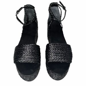 Zara Woman Black Braided Platform Sandals Size 39